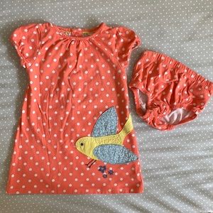 Baby Boden 18-24 month polka dot bird dress